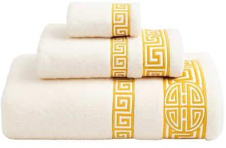 TIENDA EURASIA – Juego de Toallas de Baño | 3 Piezas| Medidas 30x50 cm 50x100 cm y 100x150 cm | Modelo Mallorca | Lavable a máquina a 40°C | 500 g de 100% Algodón (Blanco)