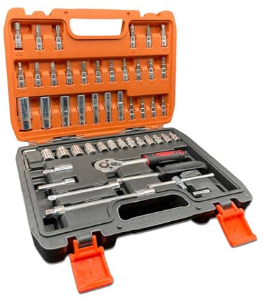 Bodygenix 53PCS Socket Wrench & Ratchet Set – Durable Galvanized Carbon Steel Compact Repair Kit for Car, Home & Garage Use – Versatile 1/4 Drive Socket Set with Carry Case