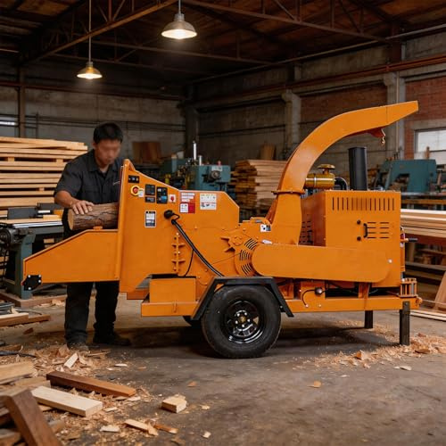Trituradora de madera comercial, trituradora de madera móvil industrial para ramas de árboles y troncos, máquina trituradora de madera forestal de fácil mantenimiento con rodillo de elevación y