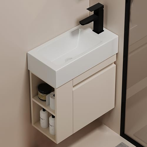 Hörnhandfat med väggmonterad vit handfat platsbesparande abo för små gäster perfekt för badrum och garderober (42 cm)