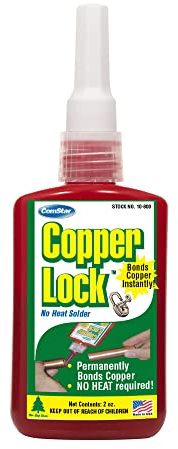 ComStar Copper Lock 2 oz, No Heat Liquid Solder for Copper, Brass & Yellow Metals, Instant Leak Proof Seal up to 500 PSI, -60°F to +300°F, Bonding Solution for Plumbing & HVAC (10-800)