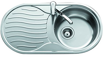 TEKA Fregadero de Cubeta y Escurridor en Acero Inoxidable 18/10, Válvula Canasta 3 ½”, Profundidad Cubeta 160 mm, Mueble 45 cm, Modelo DR 80 1C 1E