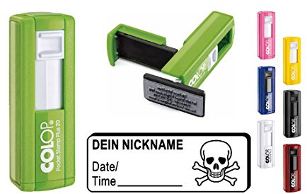 Geocaching Stamp Totenkopf with Personal Cachername/Rectangular Stamp Geocaching Pocket Stamp Nick Name