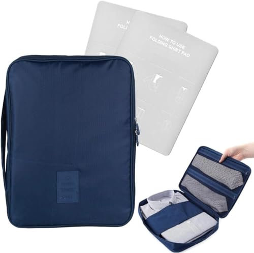 EQLEF® Wrinkle-proof Hemd und Krawatte Aufbewahrungstasche Tragbarer Organizer Hemd mit Handgriff für Reisen Packgeschäftsreise (Blau)