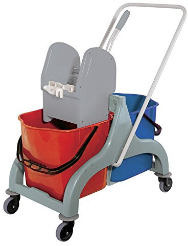 La Briantina Carrello per pulizie professionali 34 litri 2 secchi e strizzatore, Multicolore