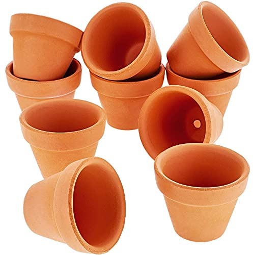Juvale 10 Pack 4 cm Mini Terracotta Plants Pots with Drainage Holes for Cactus, Succulents, Tiny Clay Terra Cotta Flower Pot Planters