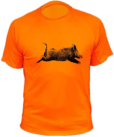 Tee Shirt, Sanglier Qui Court (XL,305, Orange)