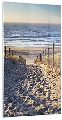 ARTTOR Vidrios decorativos mar playa duna Cuadro Sobre Vidrio Moderno 45x80cm Decoracion Salon Dormitorio Cocina Cuadros Pared Impresiones Impresión en Cristal Wall Art Prints Decor GPA45x80-3612