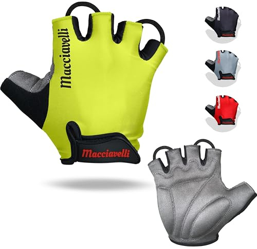 MACCIAVELLI® Gants de Cyclisme Homme Femme – Gant Vélo VTT – pour Vélos de Route et de Montagne - Gants Cycliste Demi Doigt - Cycling Gloves