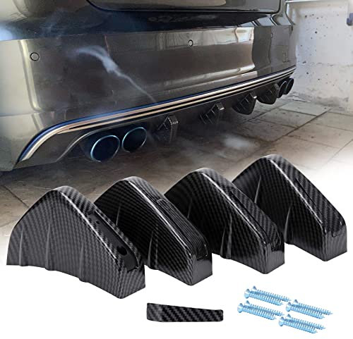 JMTBNO 4X Diffuseur de Pare-Chocs Arrière de Voiture Universel Spoiler Fibre de Carbone Auto Pare-Chocs Arrière Lèvre Diffuseur Aileron de Requin Becquet Anti-Collision Séparateur Accessoires