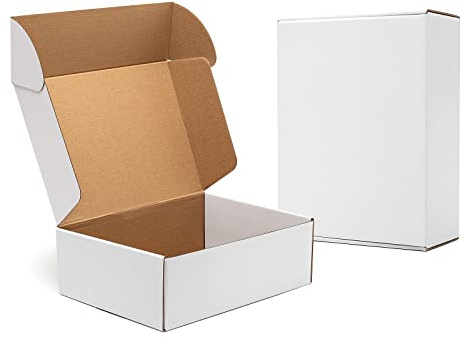 Timirog White Shipping Boxes 12x9x4 20 Pack- Corrugated Cardboard Mailing Box for Small Business, Tab Locking Literature Mailer Packaging Supplies for Packing Gifts Craft