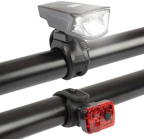 LED Fahrradlicht - Set Akku - Fahrradlampe USB wiederaufladbares Frontlicht/Rücklicht, Fahrradbeleuchtung - Wasserdicht StVZO zugelassen