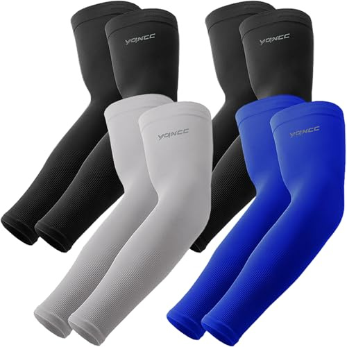 YQXCC Cooling UV Protection Sleeve Sleeves Tattoo Cover for Men and Women, Black x 2 / grey / blue, One Size