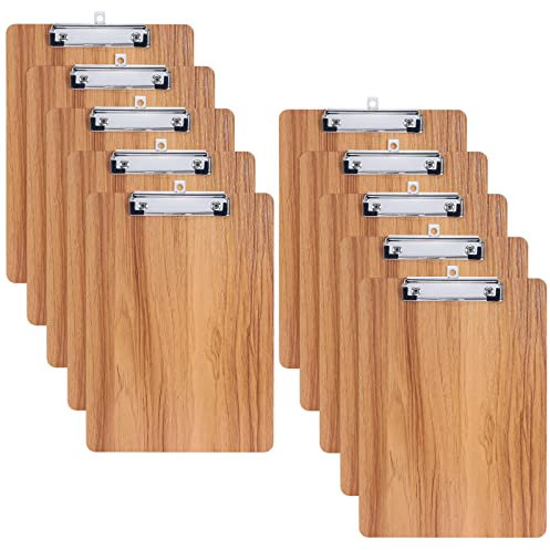 LELADY Klemmbrett Holz A5, 10 Stück Schreibbrett Klemmbrett mit Metalklemme, Zwischenablage Schreibblock Clipboard A5 für Büro Schule Restaurant