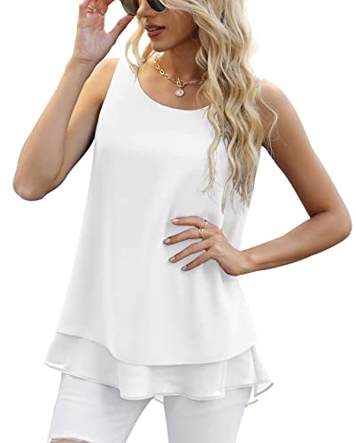Yommay Chalecos de verano para mujer, blusas holgadas sin mangas, chaleco de gasa para mujer