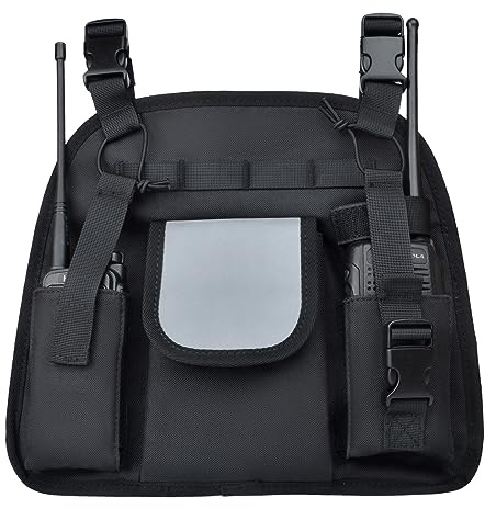 UAYESOK Arnés de pecho para radio, walkie talkie, bolsa de transporte, mochila, funda de transporte de nailon, chaleco utilitario, aparejo de radio, funda táctica para el pecho, correa para el hombro