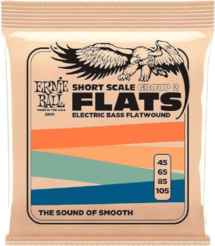Ernie Ball Short Scale Flatwound Group 2 E-Bass-Saiten, Stärke 45-105