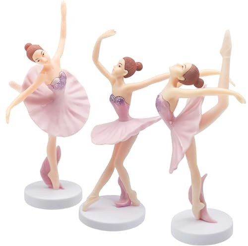 Fahibin 3pcs Ballet Dancer Cake Topper,Ballet Dancer Statue Figures,Ballerina Ballet Girl Cake Topper Figures,for Decorating Cakes And Desserts
