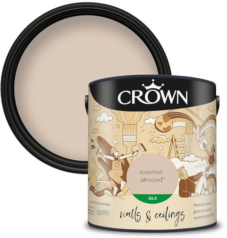 Crown Walls & Ceilings Silk Emulsion Paint, Size 2.5L, Toasted Almond