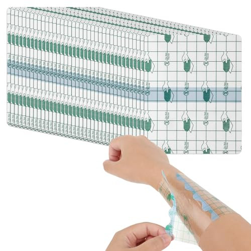 50 Stück Pflaster Wasserdichte Bandagen Transparenter Folienverband,Wasserdichte Klebebandage,Wasserdichtes Pflaster Bandage für Schwimmen,Tattoo,Duschen Verhindern Sie,Dass Wasser In Wunde(10×12cm)