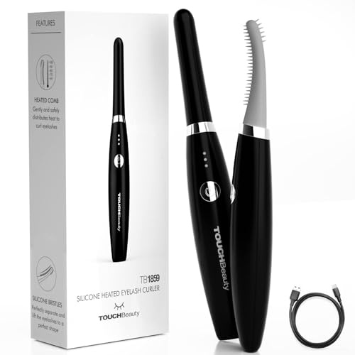 TOUCHBeauty Pinza per ciglia riscaldata, piegaciglia elettrica con funzione di ricarica USB, 3 livelli di temperatura, arricciacapelli per ciglia, si riscalda in 10 secondi, oscillazione di lunga