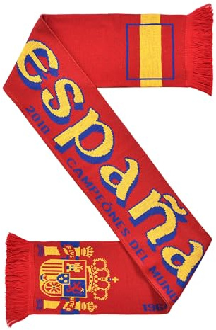 Euroscarves Spanien Espana fotboll stickad halsduk, Röd, gul, blå, one size