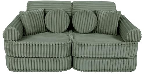 MEOWBABY Kindersofa – Spielsofa für Kinder – Weiche Klappsofa mit Schlaffunktion – Kuschelecke für Kinderzimmer, Churros, Salboliv