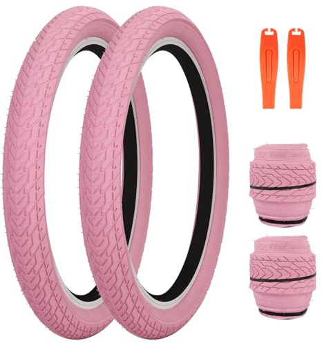 ZUKKA Set par cykeldäck 20 x 2,35 tum vikbara däck 30 TPI cykelkappa 64–406 ersättning för mountainbike BMX Freestyle Kids Bike Cruiser Bike vikbar cykel, rosa