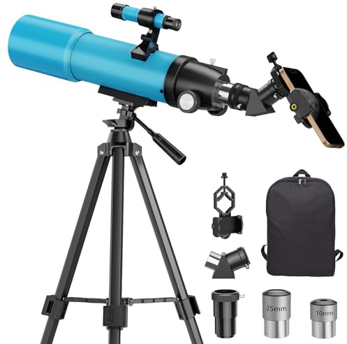 80mm Portable Telescope for Adults & Kids: 150X Scope with 133cm Tripod