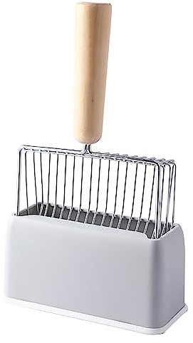 Depisuta Kattkullskopa, Djup Spade Metallskopa med Hållare och Träghandtag, Metall Sifter Scooper, Poop Sifting, Kattunge Pooper för Kattkulllåda (Grå)