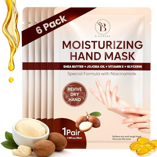 Mascarilla Manos Hidratante para Piel Seca – Guantes Hidratantes Manos con Manteca de Karité, Aceite de Jojoba y Vitamina E – Tratamiento Hidratante – Apto para Mujeres y Hombres (6 Pares) - PAC2