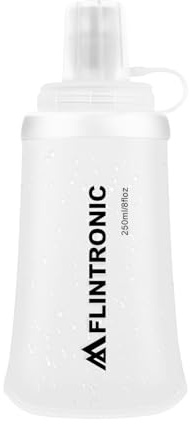 flintronic TPU vikbar drickflaska, mjuk flaska, BPA-fri, 1 st. sportflaska för drickryggsäck, cykel, vandring, jogging, camping och klättring (250 ml, vit)
