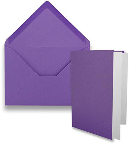 10x DIN B6 Faltkarten-Set - Violett - 115 x 170 mm - 11,5 x 17 cm - Doppelkarten mit Umschlägen und Einleger-Papier - FarbenFroh by GUSTAV NEUSER