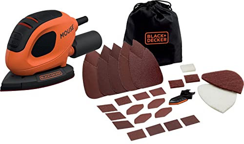BLACK+DECKER 55 W Mouse Detail Sander with 10 Accessories in Softbag, BEW230BCA-GB