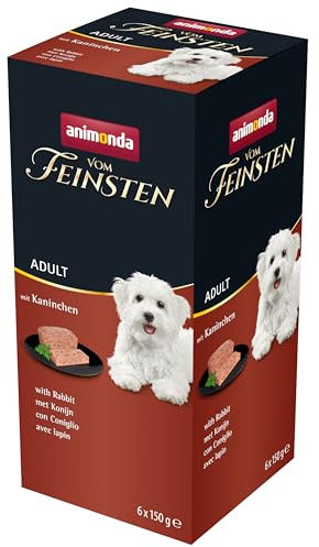 animonda vom Feinsten Hundefutter nass mit Kaninchen (6 x 150g), getreidefreies Hundefutter ohne Zucker, mit frischen, fleischigen Zutaten