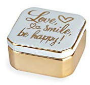 Balvi Porta Anillos Golden Box Love Color Azul Cajita para Anillos, Pendientes y Otras Joyas pequeñas