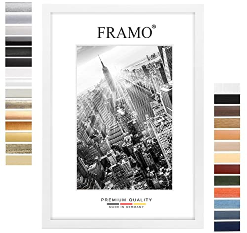 FRAMO35 32x45 Cornice (Bianco Opaco) in MDF Fatta a Mano con lastra di Vetro Artificiale antiriflesso a Prova di Rottura e Robusta Parete Posteriore in MDF, Larghezza Cornice: 35 mm