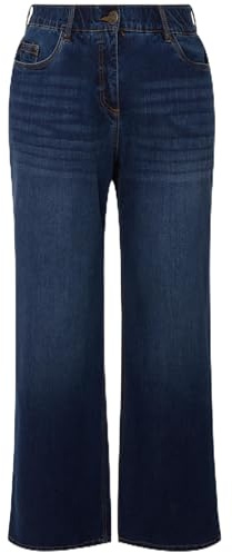 Ulla Popken Jean Mary pour Femme, Jambe Large, Coupe 5 Poches, Taille Confortable, Bleu, 108, Bleu, 108