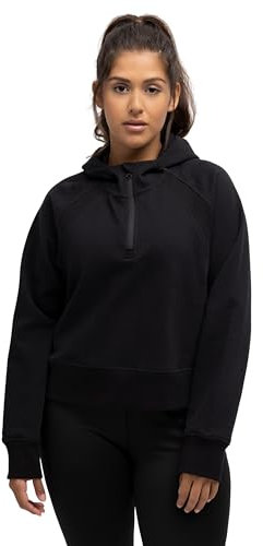 Ulla Popken Dam cropped Sweattroyer huva sweatjackor, svart, normal, svart, 50-52