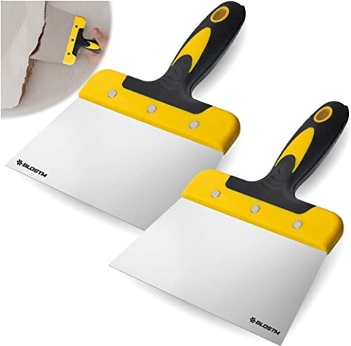 BLOSTM Herramienta raspadora de 7 pulgadas, paquete de 2 unidades, raspador de papel pintado con hoja de acero flexible de 175mm de ancho, mango de agarre suave y cómodo, para decoración, relleno