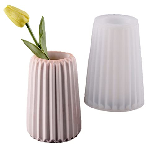 3D Vertical Stripe Vase Plaster Concrete Flower Pot Silicone Mold Succulent Planter Cement Clay Mold Pen Holder Mould