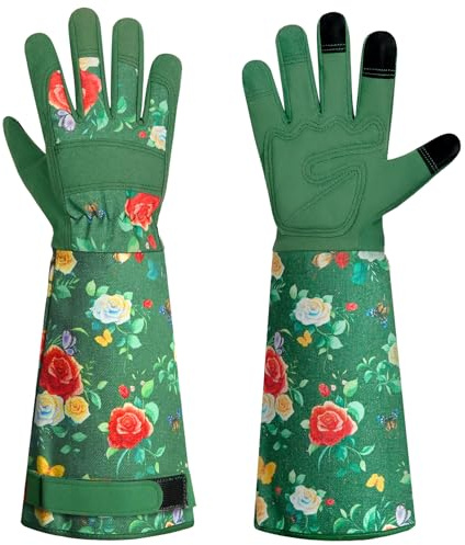 Guanti da giardinaggio Uomo e Donna,Traspirante Guanti da Giardinaggio in Pelle,Lunghi Guanti da Giardinaggio con Protezione per Avambraccio,Guanti da giardinaggio per Giardinaggio,Scegliere,Piantare