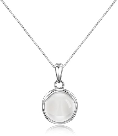 Candyfancy Collier en Argent 925 avec Pendentif, Chaîne pour Femme avec Pendentif en Forme de Cœur, Perles de Zircone et Améthyste, Cadeau pour Femme et Amie, 40 cm, Argent sterling, Pierre de lune
