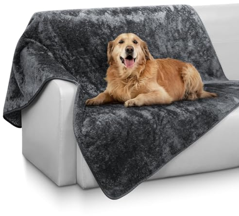 Maxetodo Coperta Impermeabile per Cani e Gatti, Misure da 70 x 100 cm, in Pile e Sherpa, Lavabile in Lavatrice, Grigio, Comode Coperte per Animali Domestici Protezione del Divano Mobili, Letto Tappeto