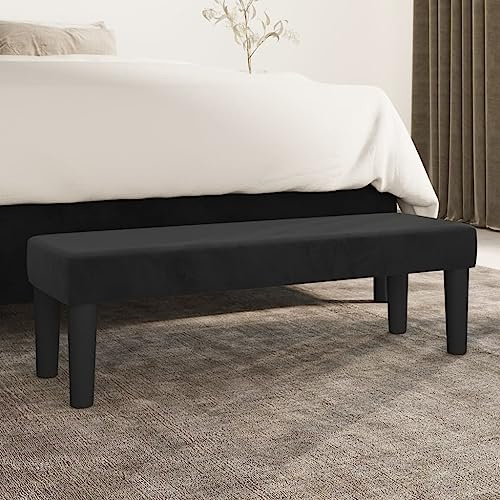 Gecheer Panca Nera 100x30x30 cm in Velluto, Panca per Camera da Letto e Salotto, Imbottita, P346668
