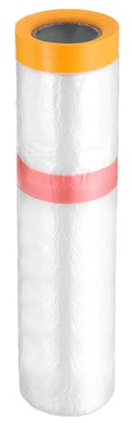 sourcing map Película de enmascaramiento presellada, 126 pulgadas x 100 pies, cinta adhesiva doble y pintores de cortinas, película de tela de plástico con cinta de plástico para cubrir pintura