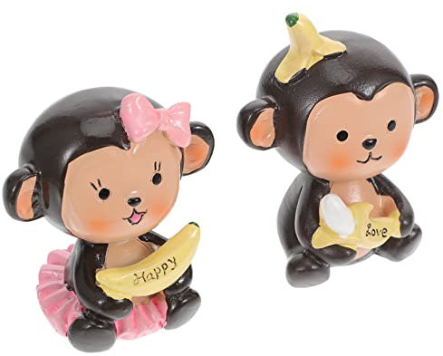 HOLIDYOYO 2piezas Adorno De Monos De Pareja Para Pasteles y Decoración De Eventos Creativo De San Valentín Café