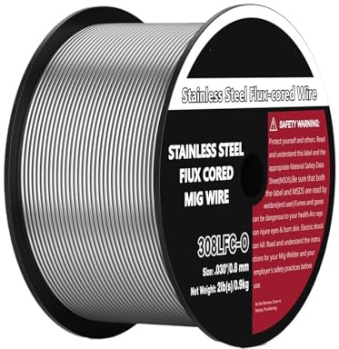 Alambre de soldadura Alambre tubular de acero inoxidable 308LFC-O de 0,8 mm a 0,9 mm, 1 rollo, 2 libras(0.8mm 1Roll)