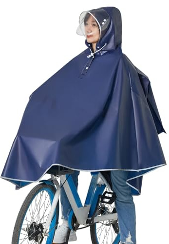Poncho antipioggia for bicicletta, da donna, uomo, impermeabile, leggero, riutilizzabile, con cappuccio, striscia riflettente, for bici e moto per Campeggio all'aperto Pesca Sopravvivenza(Color-01)