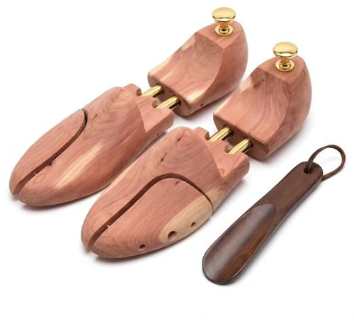 Cycayit Embauchoirs en Bois de Cèdre Réglables avec Chausse-pied – EU 43-44 – Maintien de la Forme, Anti-Odeur, Absorption d’Humidité – Homme & Femme
